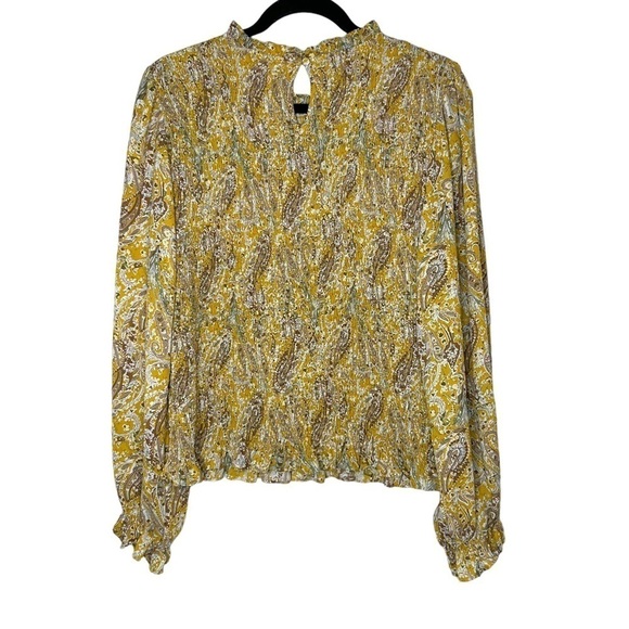 ANTHROPOLOGIE Joie Yellow Paisley Smocked Long Sleeve Blouse - Picture 4 of 10